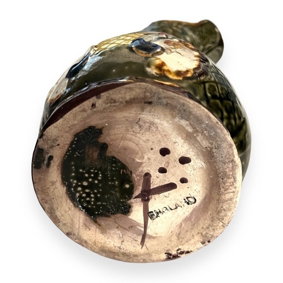 Majolica Ewer Ceramic Floral Pottery Vase Pitcher England Blue Color‎ Vintage - Picture 6 of 6